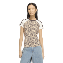 Women's - adidas Snake Print Cali T-Shirt - Linen/Magic Beige