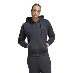 Men's - adidas Essentials 3-Stripes Fleece Hoodie - Black/Black