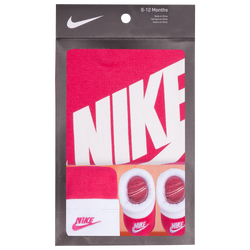 Grade School - Nike Futura Logo 3 Piece Set - Rush Pink/White/Dark Grey Heather