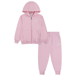 Girls' Preschool - Nike LBR Full-Zip Club Set - White/Soft Pink