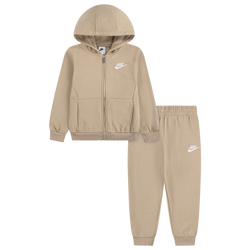 Boys' Preschool - Nike NSW LBR Club Fleece Full-Zip Set - Hemp/White