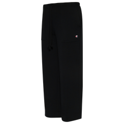 Womens - Champion Wide Leg Fleece Cropped Pants - Black/White