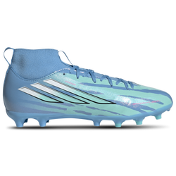 Boys' Grade School - adidas F50 Sparkfusion League Trinity Rodman FG/AG Mid - Semi Blue Burst/Footwear White/Lucid Pink