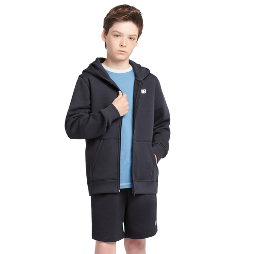 Boys New Balance Full-Zip Hoodie - Boys' Grade School White/Black Size XL