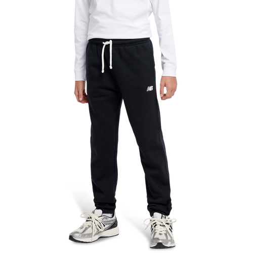 Boys New Balance Small Logo Fleece Jogger - Boys' Grade School Black/White Size M