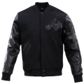Pro Standard Atlanta Braves Triple Black Wool Varsity Jacket - Pro Standard Black