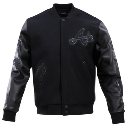 Men's - Pro Standard Atlanta Braves Triple Black Wool Varsity Jacket - Black