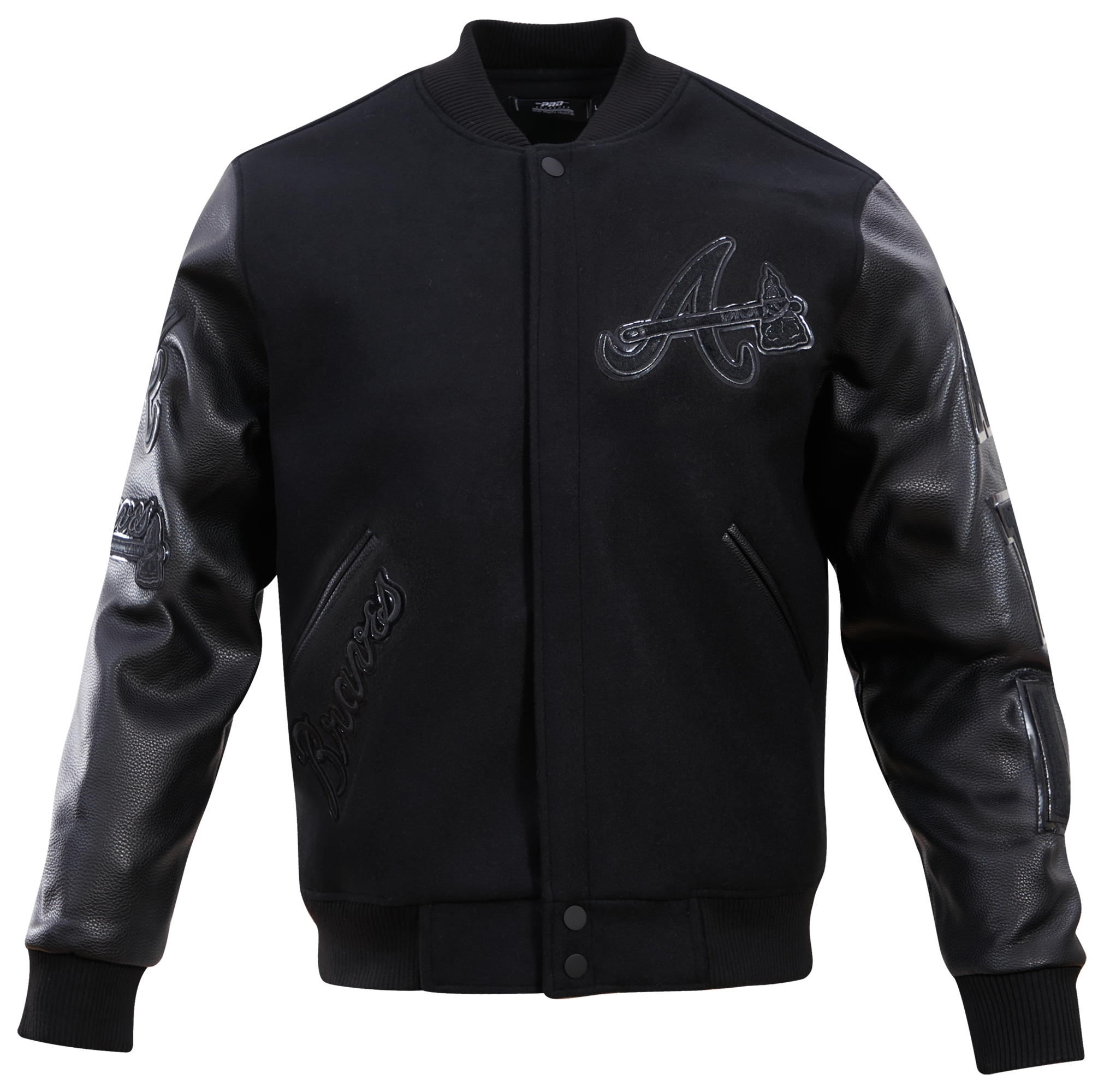 Pro Standard Atlanta Braves Triple Black Wool Varsity Jacket - Men's