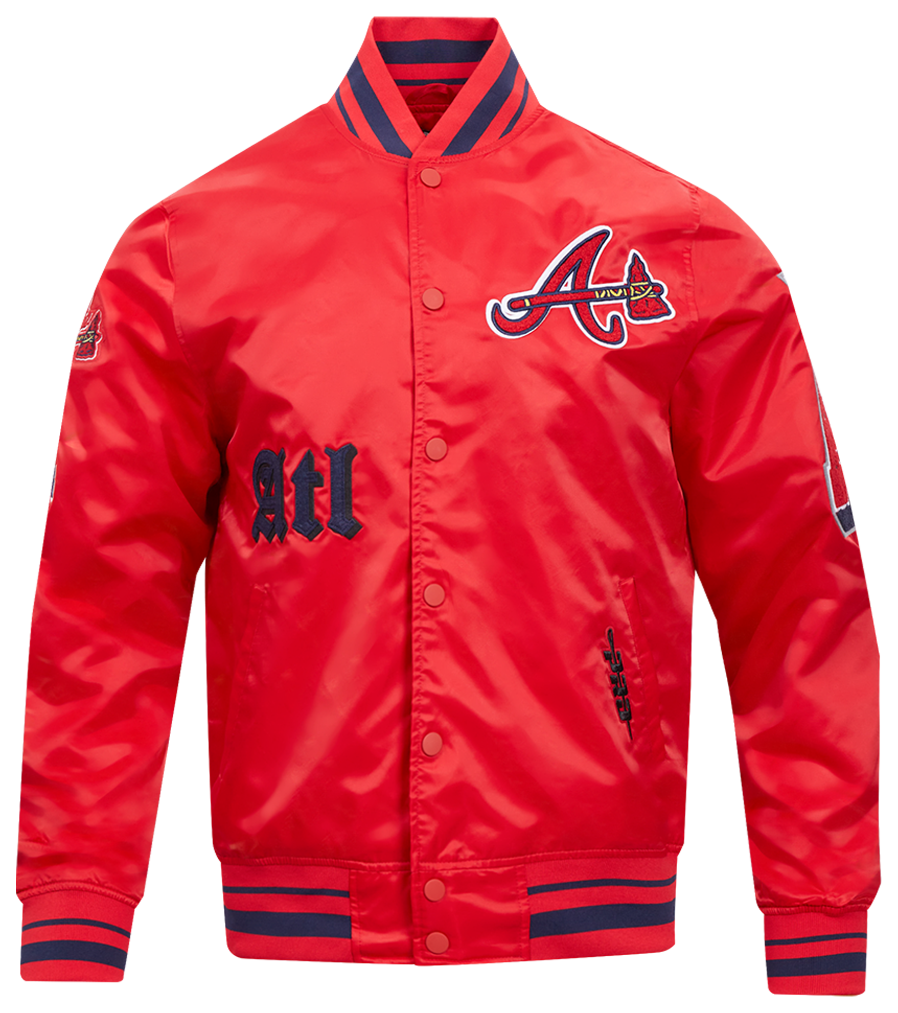 Pro Standard Atlanta Braves Old English Rib Satin Jacket - Men's