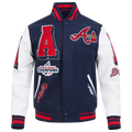 Pro Standard Atlanta Braves Mash Up Rib Wool Varsity Jacket - Pro Standard Midnight Navy/Red