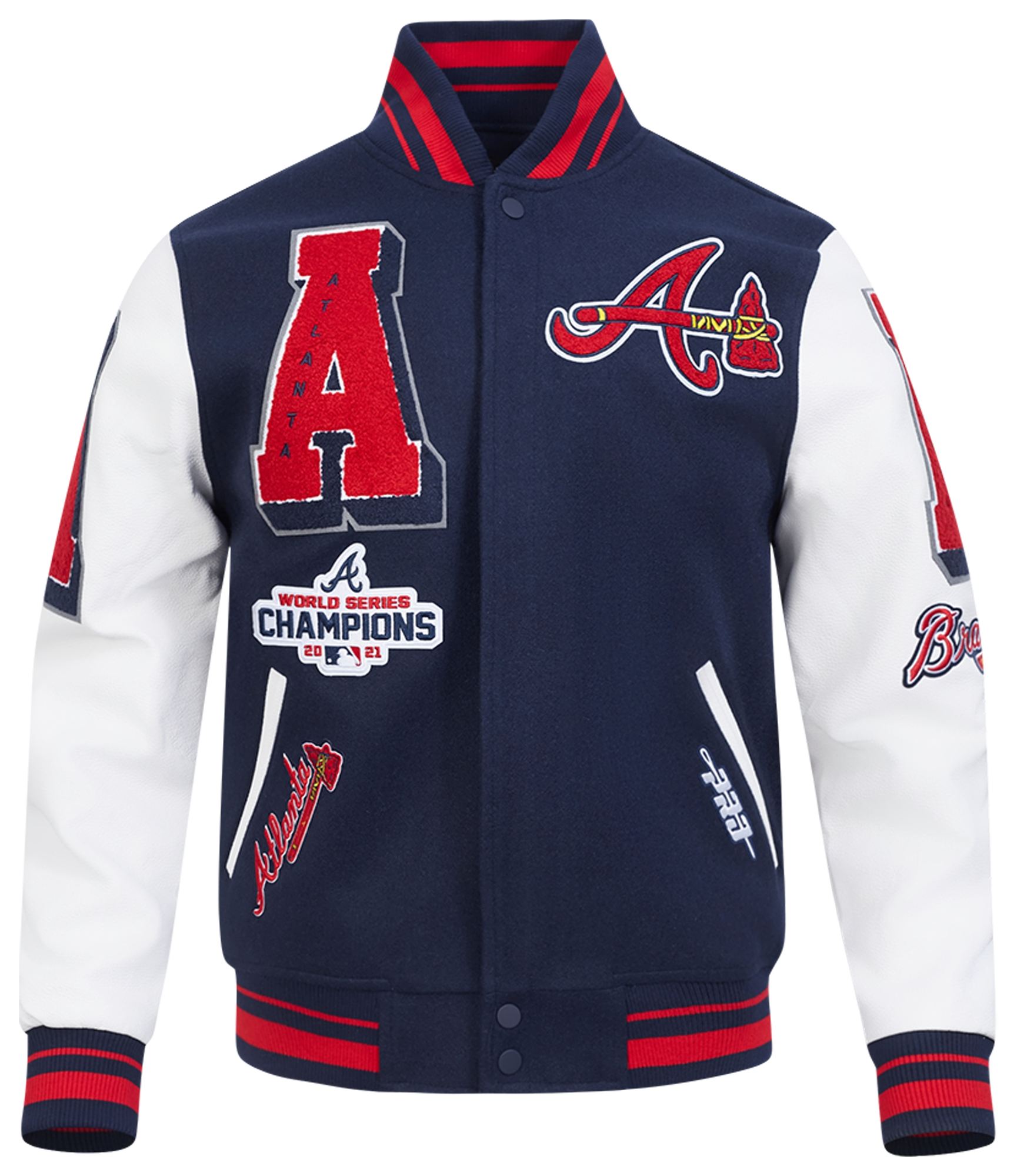 Pro Standard Atlanta Braves Mash Up Rib Wool Varsity Jacket - Men's