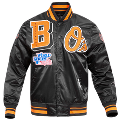 Men's - Pro Standard Baltimore Orioles Mash Up Rib Satin Jacket - Black/Orange