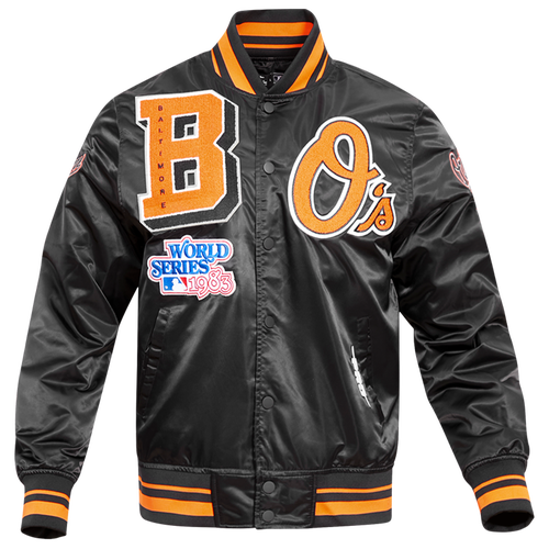 Pro Standard Mens Baltimore Orioles Mash Up Rib Satin Jacket In Black/orange