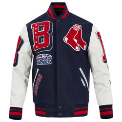 Men's - Pro Standard Boston Red Sox Mash Up Rib Wool Varsity Jacket - Midnight Navy/Red/Midnight Navy