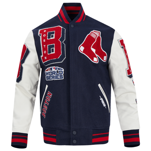 Pro Standard Mens Boston Red Sox Mash Up Rib Wool Varsity Jacket In Midnight Navy/red/midnight Navy