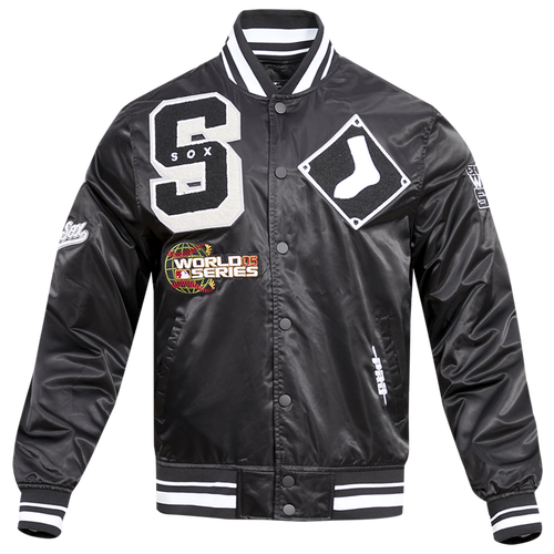 Pro Standard Mens Chicago White Sox Mash Up Rib Satin Jacket In Black/gray
