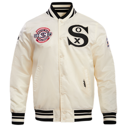 Men's - Pro Standard Chicago White Sox Retro Classic Rib Satin Jacket - Eggshell/Black