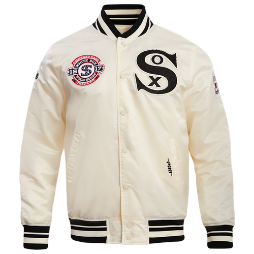  - Pro Standard Chicago White Sox Retro Classic Rib Satin Jacket - Eggshell/Black