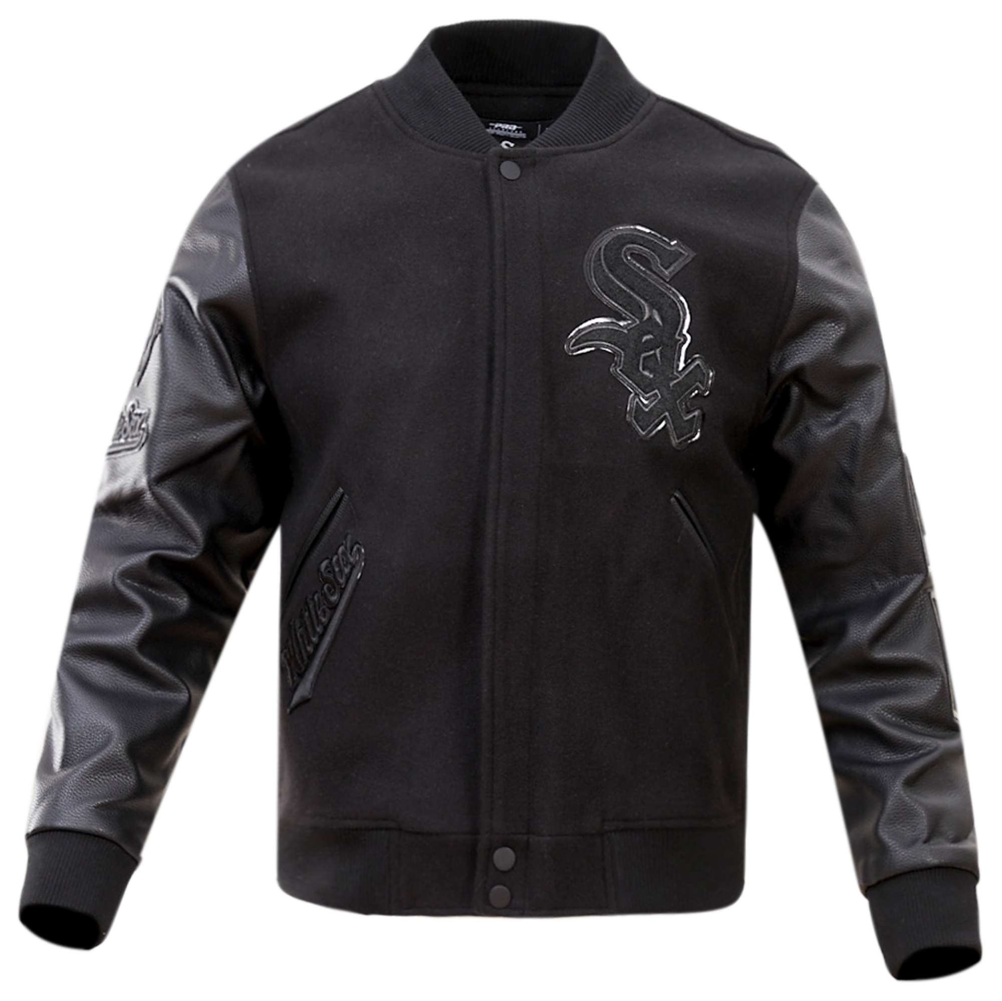Pro Standard Chicago White Sox Triple Black Wool Varsity Jckt - Men's
