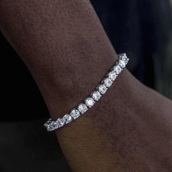 Men's - GLD 7" 5MM 14K Diamond Tennis Bracelet - White Gold