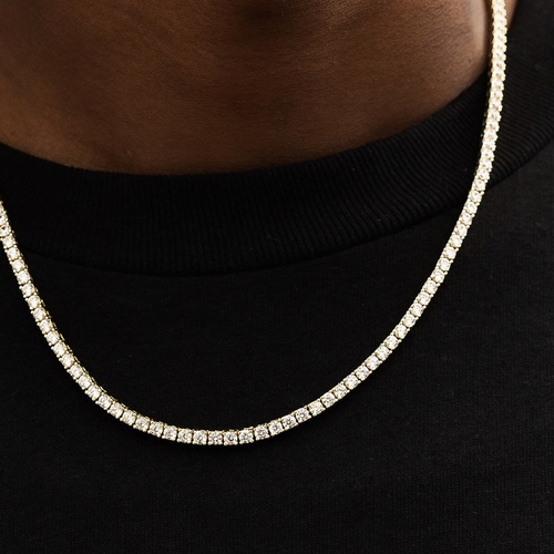GLD Mens 3MM Diamond Tennis Necklace 22 - Yellow Gold One Size