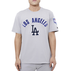 Men's - Pro Standard Dodgers Stacked Logo T-Shirt - Grey/Grey