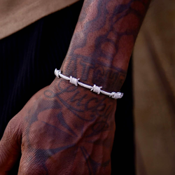 Men's - GLD Iced Barbed Wire Bracelet - Silver