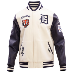 Men's - Pro Standard Detroit Tigers Retro Classic Wool Varsity Jacket - Eggshell/Midnight Navy