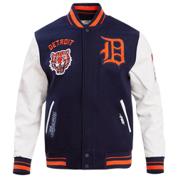 Men's - Pro Standard Detroit Tigers Retro Classic Wool Varsity Jacket - Midnight Navy/Orange/Midnight Navy