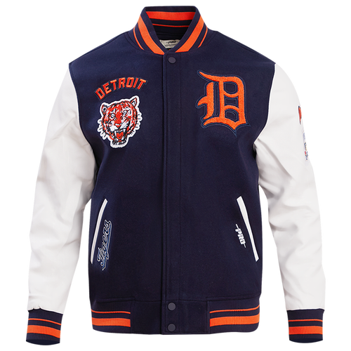 Pro Standard Mens Detroit Tigers Detroit Tigers Retro Classic Wool Varsity Jacket In Midnight Navy/orange/midnight Navy