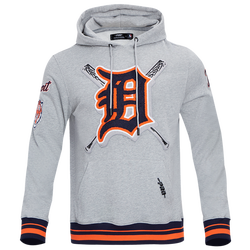 Men's - Pro Standard TIGERS MASH UP RIB FLC PO HOODIE - Heather Grey/Midnight Navy/Orange