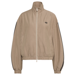 Women's - adidas Originals Checks Track Top - Crystal Linen/Aurora Coffee/Orbit Green