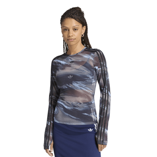adidas Originals All Over Print Graphic Mesh LS Shirt - Adidas Olive Strata/Aurora Coffee Crystal Sky