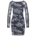 adidas Originals All Over Print Long Sleeve Mini Dress - Adidas Olive Strata/Aurora Coffee Crystal Sky