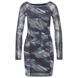 Women's - adidas Originals All Over Print Long Sleeve Mini Dress - Olive Strata/Aurora Coffee/Crystal Sky