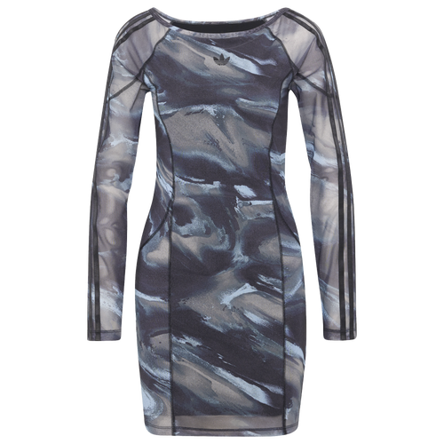 adidas Originals All Over Print Long Sleeve Mini Dress - Adidas Olive Strata/Aurora Coffee Crystal Sky