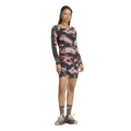 adidas Originals All Over Print Long Sleeve Mini Dress - Adidas Vermillion/Crystal Linen Aurora Coffee