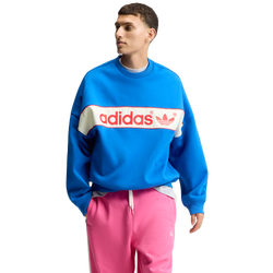 Men's - adidas Blocked Signature Crewneck Sweatshirt - Blue/Blue