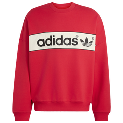Men's - adidas Blocked Signature Crewneck Sweatshirt - Red