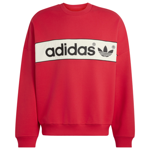  - adidas Blocked Signature Crewneck Sweatshirt - Red