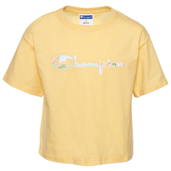 Girls' Grade School - Champion Swirl Logo T-Shirt - Yellow/Multi