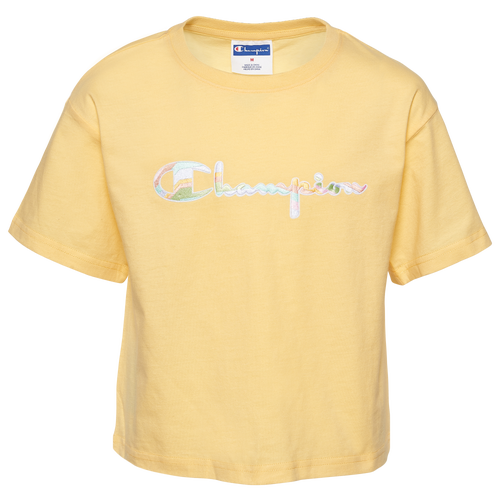 

Champion Girls Champion Swirl Logo T-Shirt - Girls' Grade School Yellow/Multi Size XL