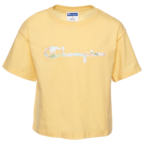 Champion Kids' Girls  Swirl Logo T-shirt In Yellow/multi