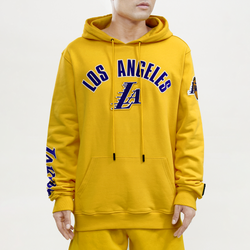 Men's - Pro Standard Lakers Stacked Logo Hoodie - Yellow/Yellow