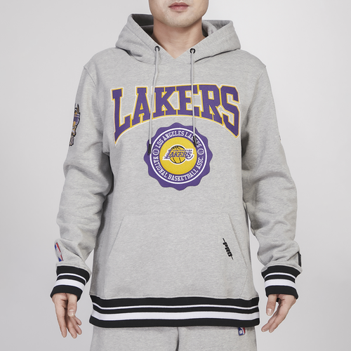 

Pro Standard Mens Pro Standard Lakers Crest Emblem Fleece P/O Hoodie - Mens Gray Size L