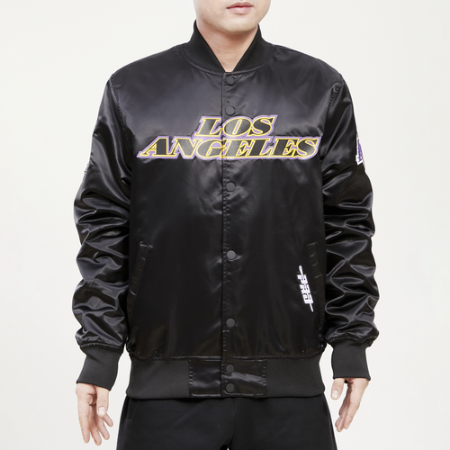 

Pro Standard Mens Pro Standard Lakers Satin Jacket - Mens Black/Black Size S