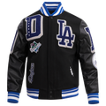 Pro Standard Los Angeles Dodgers Mash Up Wool Varsity Jacket - Pro Standard Black/Dodger Blue