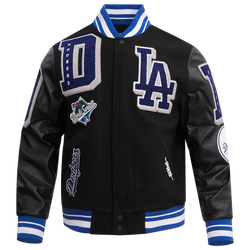 Men's - Pro Standard Los Angeles Dodgers Mash Up Wool Varsity Jacket - Black/Dodger Blue
