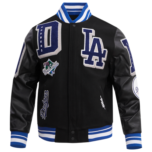 Pro Standard Mens Los Angeles Dodgers Mash Up Wool Varsity Jacket In Black/dodger Blue