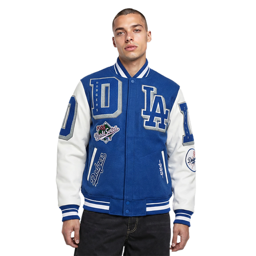 Pro Standard Mens Los Angeles Dodgers Mash Up Wool Varsity Jacket In White/dodger Blue